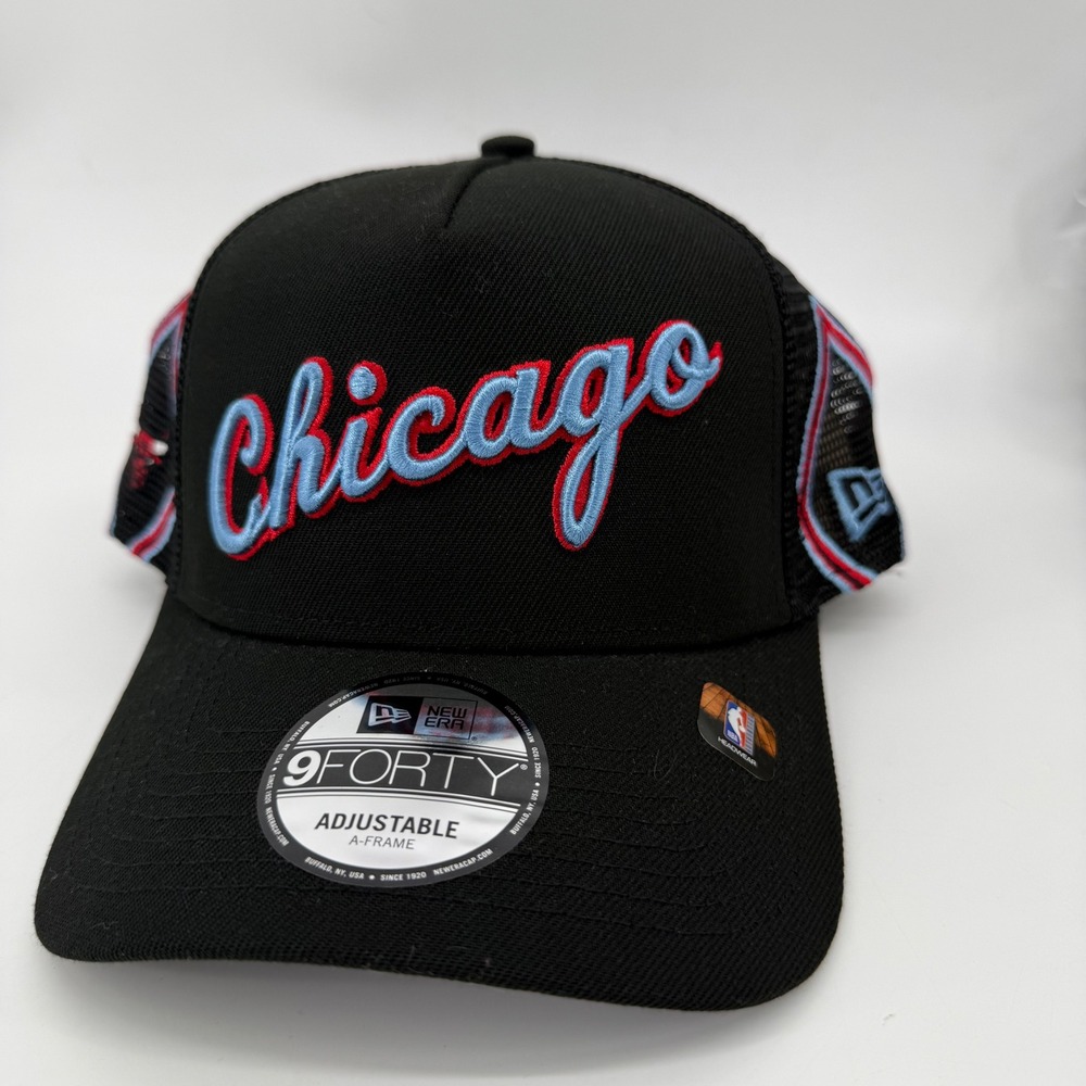New Era 9FORTY A-Frame Chicago Bulls Trucker Hat Black Snapback NBA 60761514